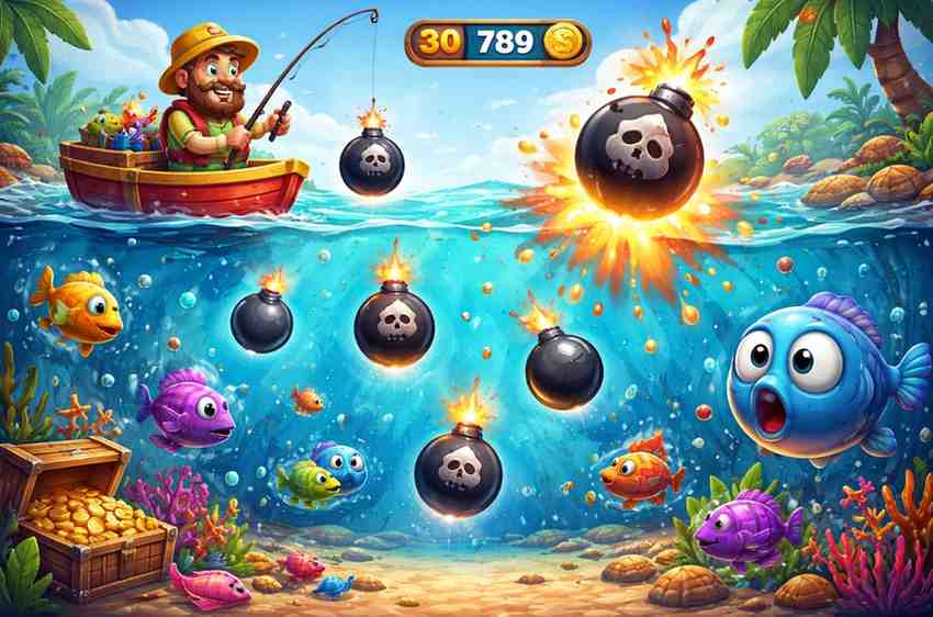 Bombing Fishing 35FF jogo de pescaria com bombas e ação intensa